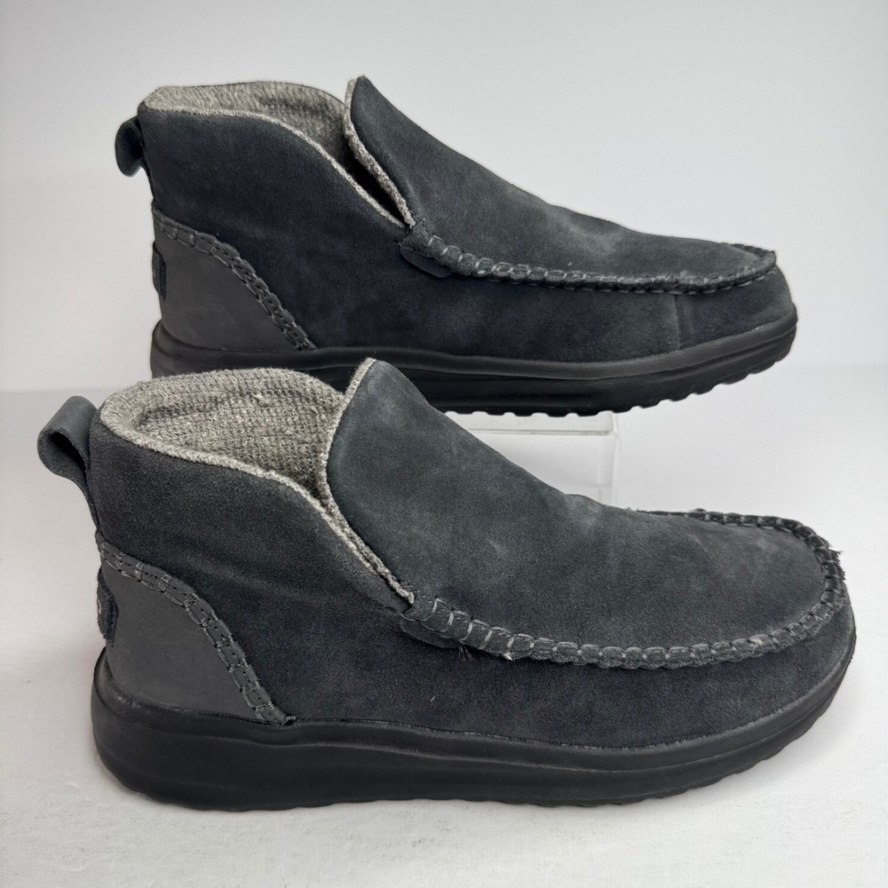 Hey Dude Denny Suede Black Wool Blend Lined Ankle Boots Womens 7 122034900